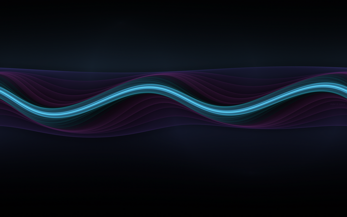Abstract blue and purple wavy lines on dark background