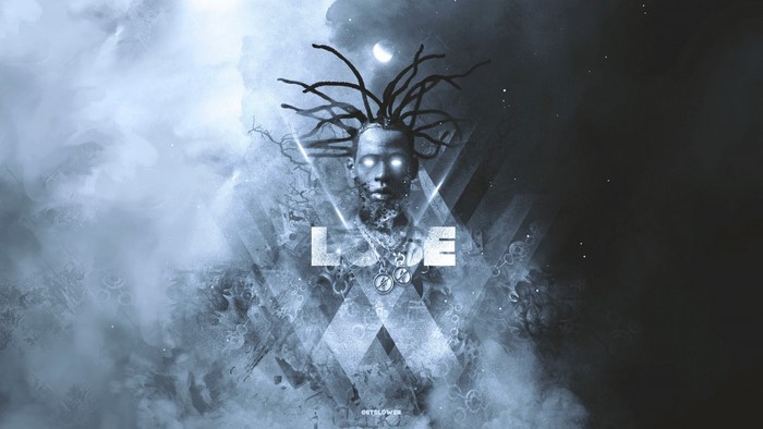 Travis Scott with "LVE" text