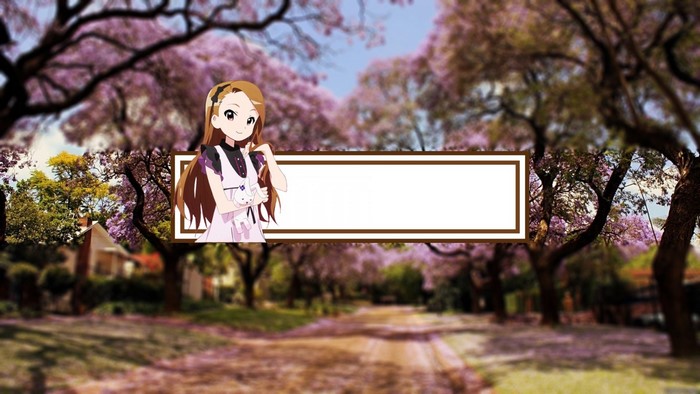 Minase Iori with a white banner in a park