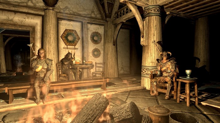 The Elder Scrolls V Skyrim screenshot of characters in a tavern
