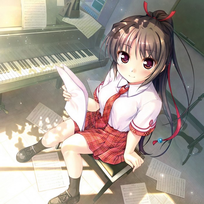 Sakuraba Tamamo from Daitoshokan no Hitsujikai at a piano