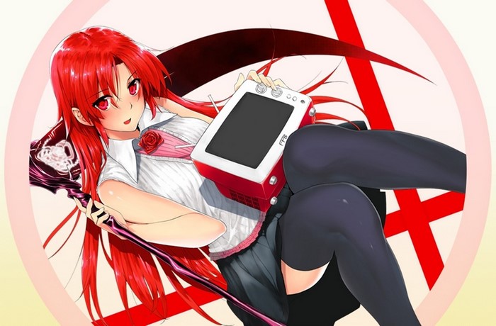 Lisara Restall from Dakara Boku Wa H Ga Dekinai holding a device