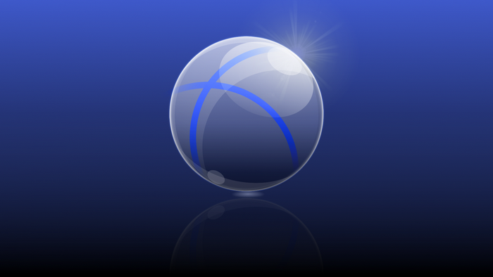 Abstract sphere with blue lines on blue background