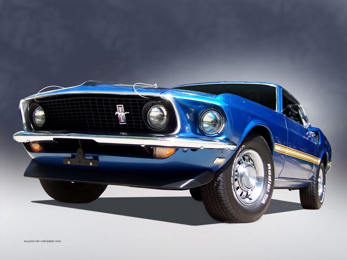 Blue 1969 Ford Mustang Boss 429 Muscle Car