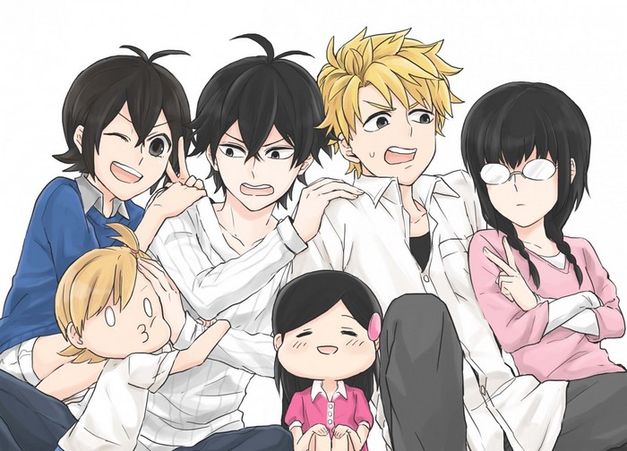 Barakamon characters: Handa Seishuu, Kotoishi Naru, and friends