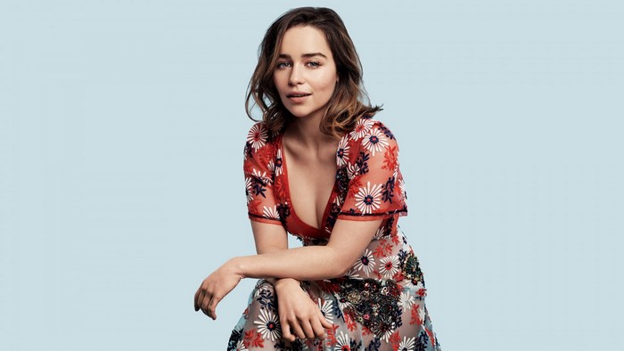 Emilia Clarke in a floral dress