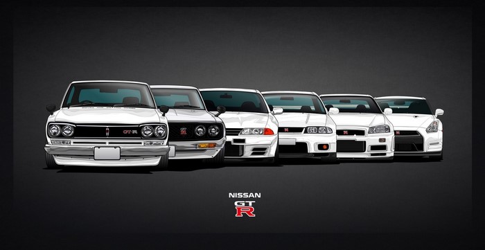 Nissan GT-R Generations Lined Up