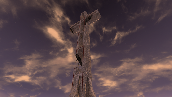 Ruined cross in Fallout: New Vegas