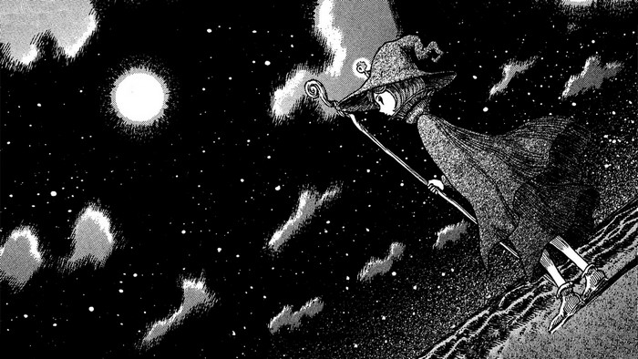 Schierke from Berserk flying through the night sky