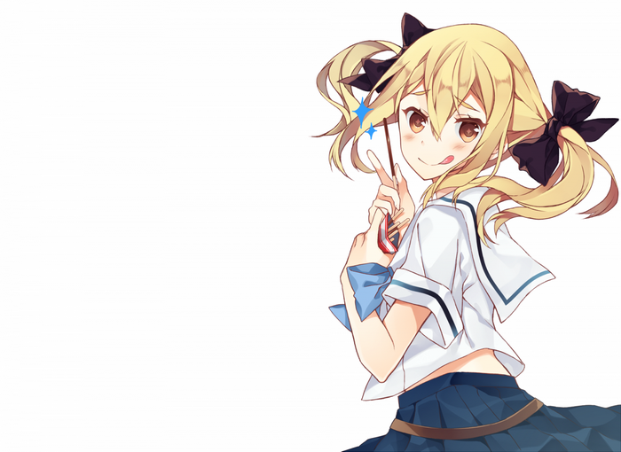 Koujiro Frau from Robotics Notes licking a Pocky stick