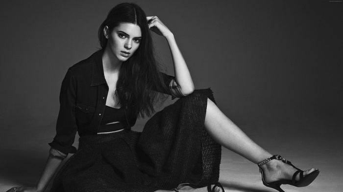 Kendall Jenner in black and white