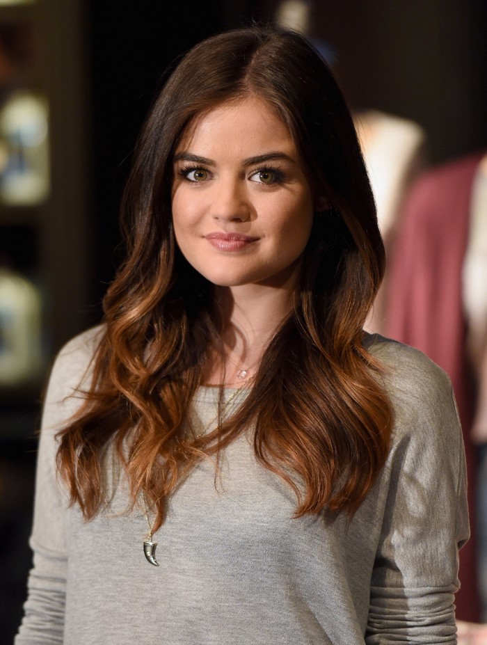 Lucy Hale with Long Layered Brown Hair