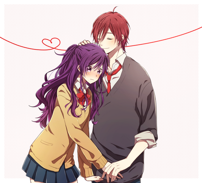 Anime couple with red string of fate