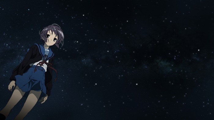 Yuki Nagato in space with stars