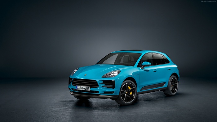 Blue Porsche Macan SUV 4K
