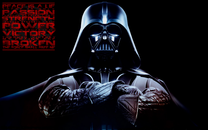 Darth Vader from Star Wars with Sith Kodex text