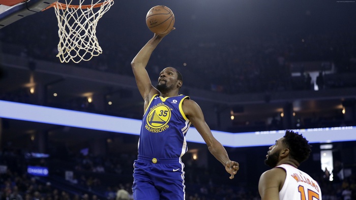 Kevin Durant of the Golden State Warriors playing basketball