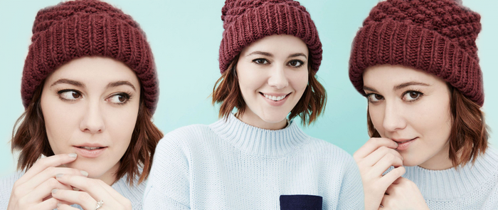 Mary Elizabeth Winstead wearing a knit hat and sweater