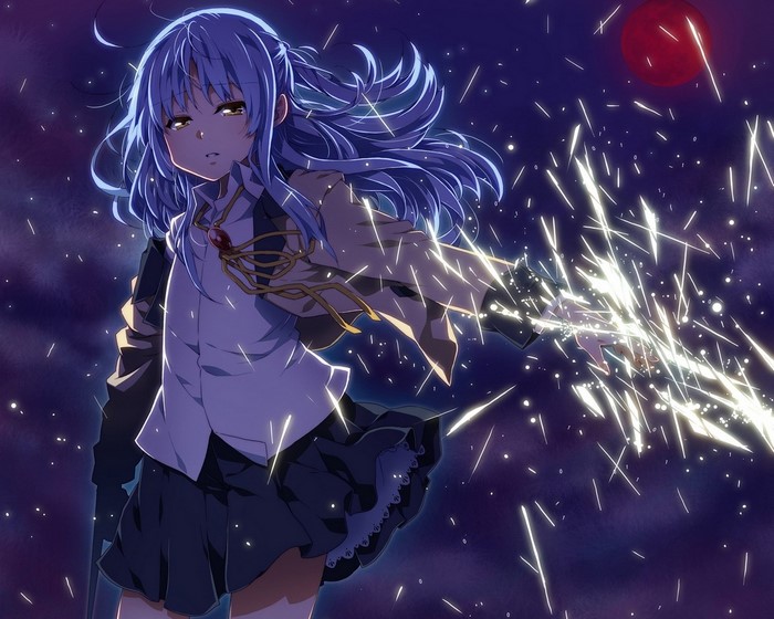 Kanade Tachibana from Angel Beats! with magical effects