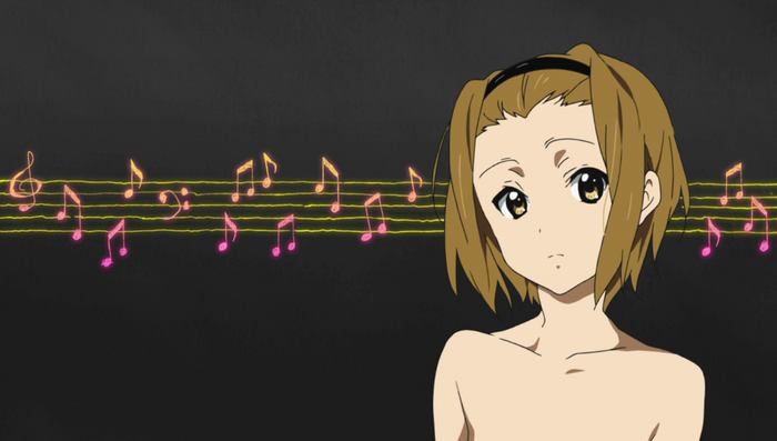 Ritsu Tainaka from K-On! with musical notes