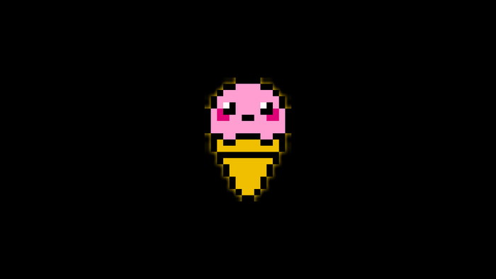 Pixel art ice cream cone with cute face