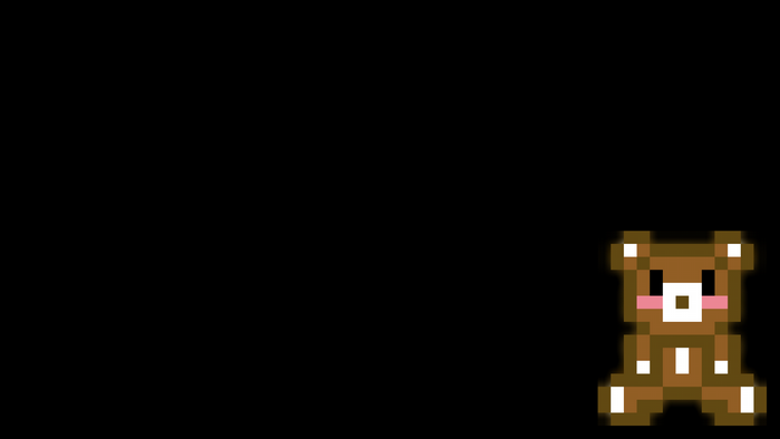 Pixel art teddy bear on black background