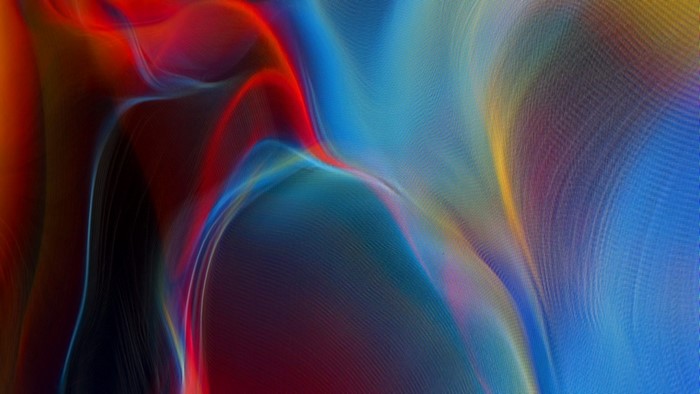 Abstract waves of red and blue light