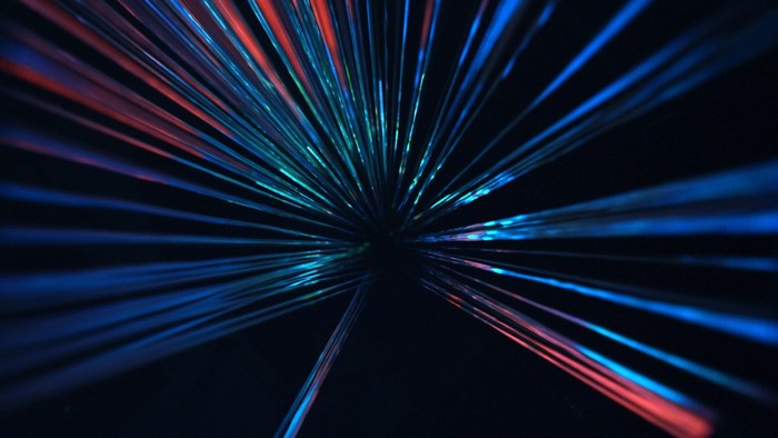 Abstract blue and red light streaks