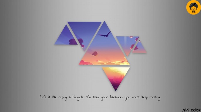Geometric landscape with motivational quote