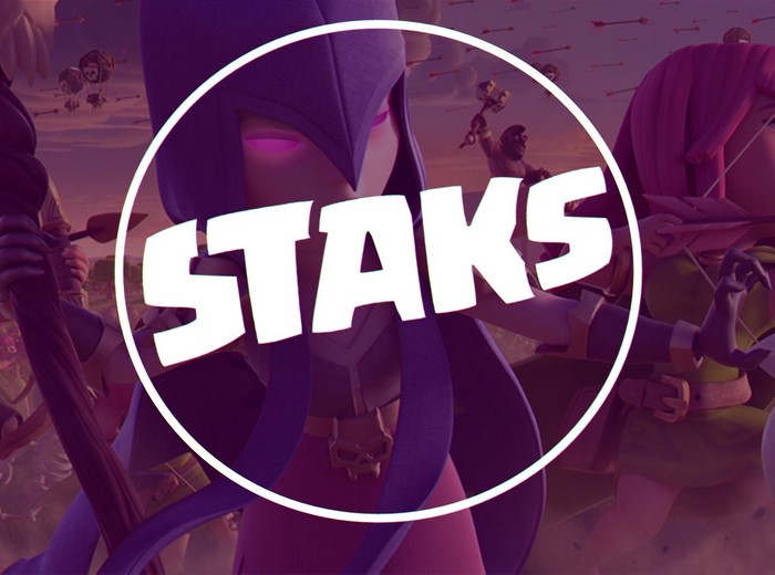 Clash of Clans characters with STAKS logo