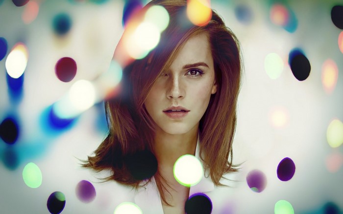 Emma Watson portrait with bokeh lights