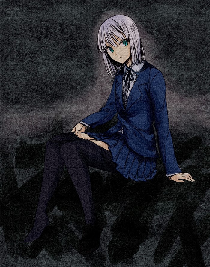 Koko Hekmatyar from Jormungand sitting in darkness