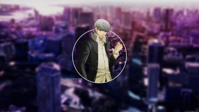 Yu Narukami from Persona 4 in a city