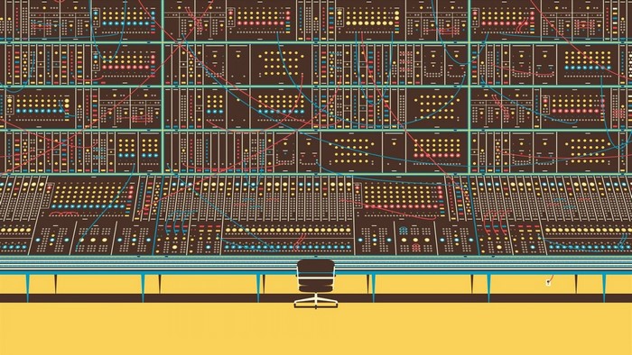 Vintage computer console with chair