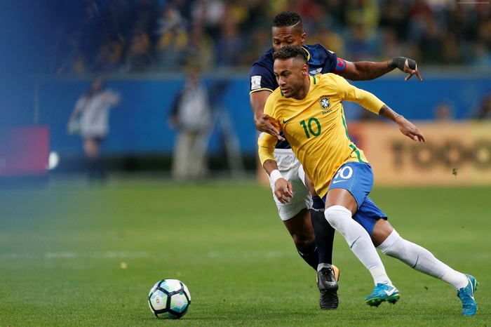 Neymar from Brazil playing soccer