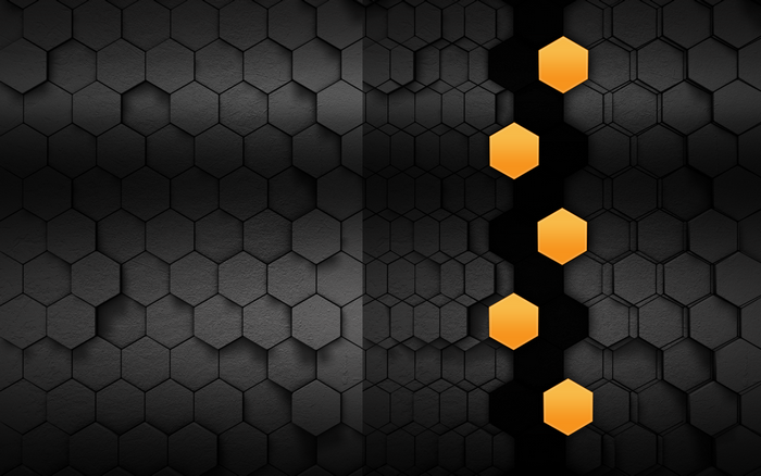 Dark Hexagonal Pattern with Orange Accents