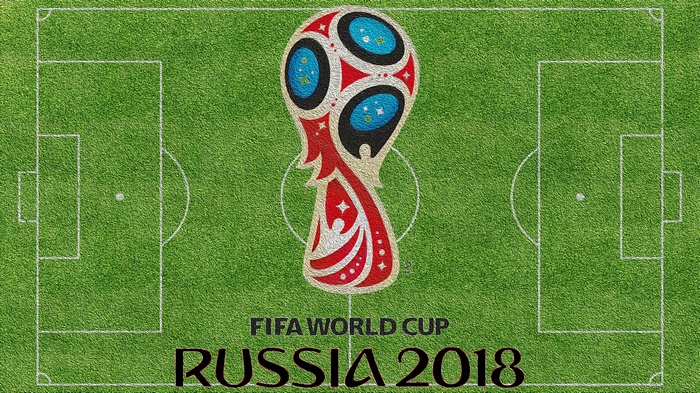 2018 FIFA World Cup Russia Logo on Soccer Field