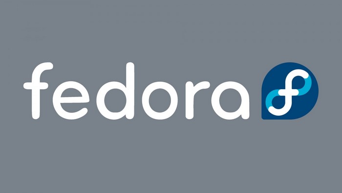 Fedora logo with text and infinity symbol