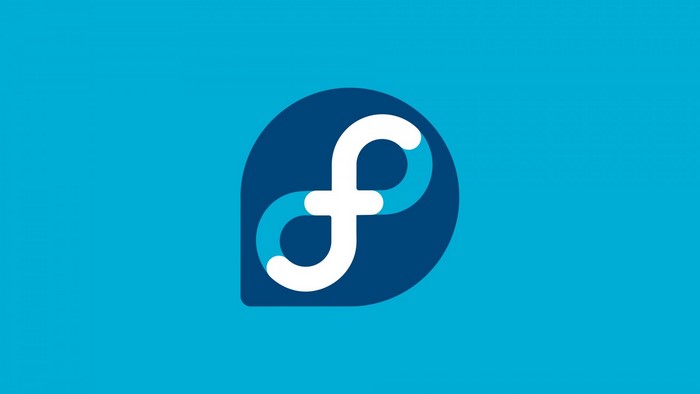 Fedora Linux logo on a blue background