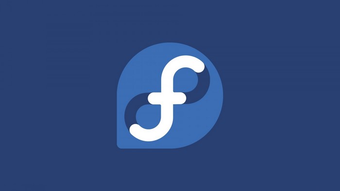 Fedora Linux logo on a blue background