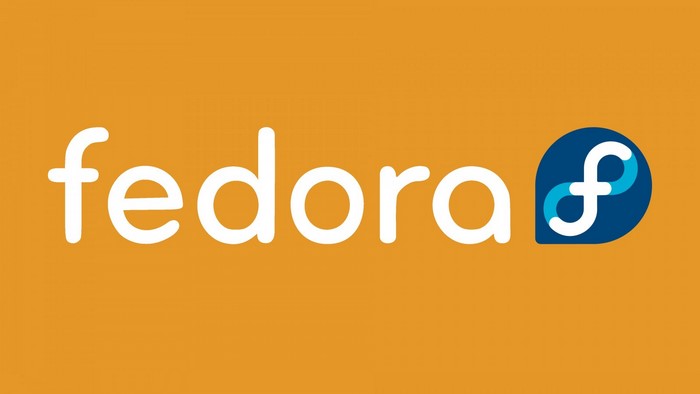 Fedora logo with text and infinity symbol
