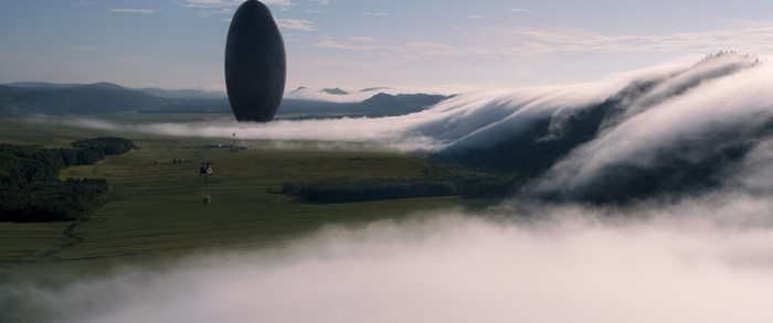 Science fiction spaceship over a misty landscape