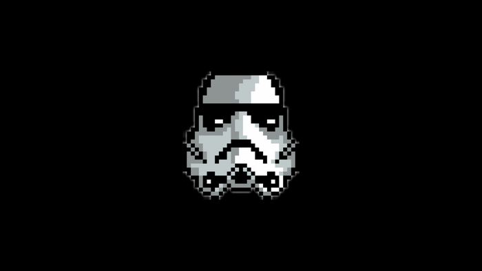 Pixel art Stormtrooper helmet from Star Wars