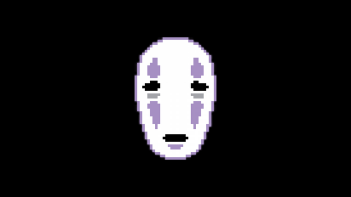 Pixel art of No-Face mask from Spirited Away