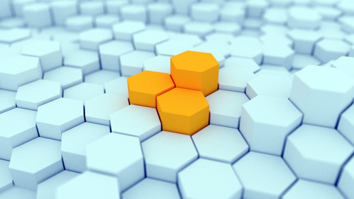 Abstract Hexagonal Pattern with Orange Highlights