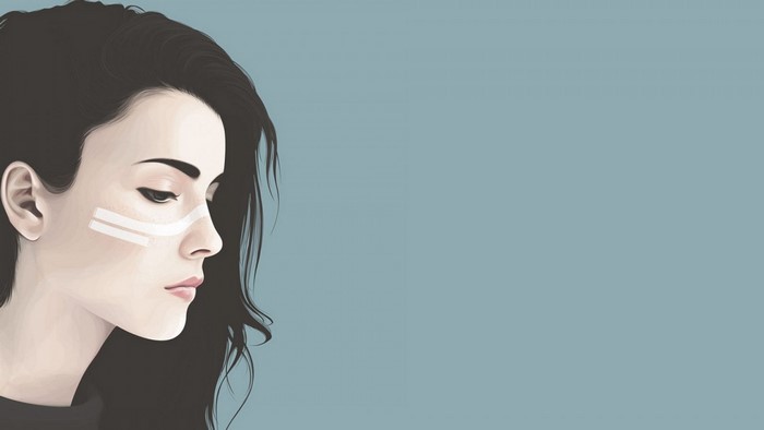 Illustration of a woman with white stripes on her face