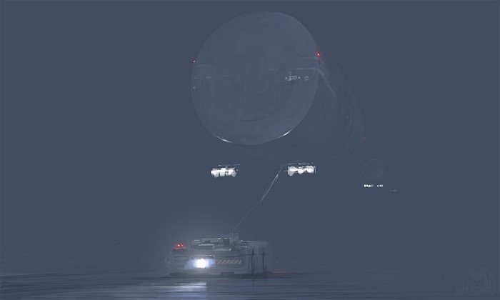 Concept art of a large cylindrical object in space
