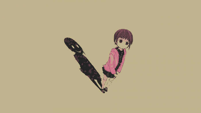 Lain Iwakura from Serial Experiments Lain with shadow