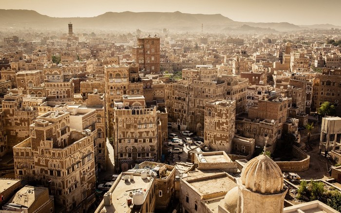Old city buildings in Sana'a, Yemen