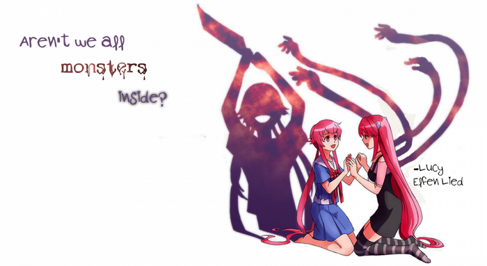 Lucy from Elfen Lied with shadow monster